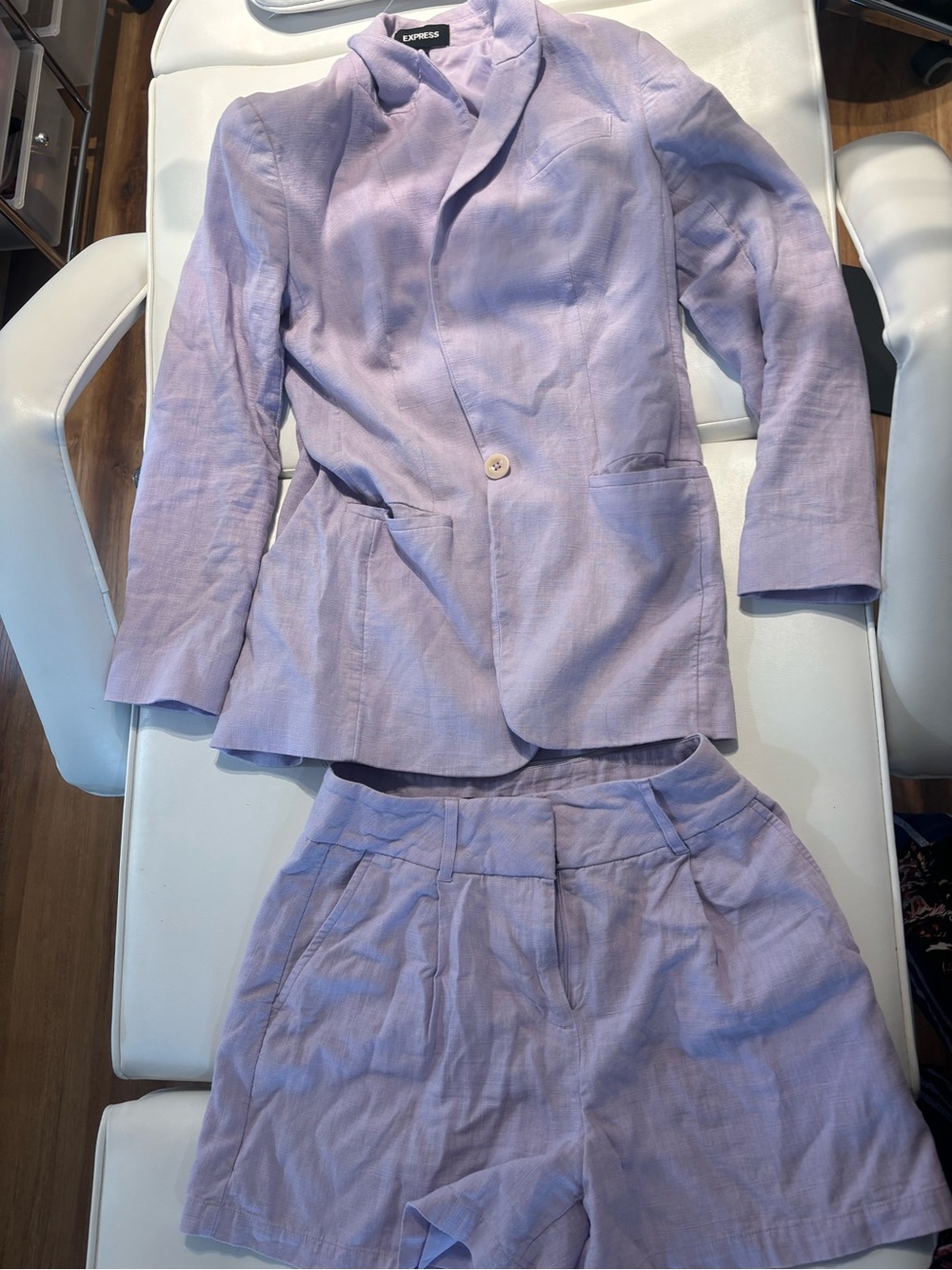 Express Pastel Lavender Linen Blazer and Shorts